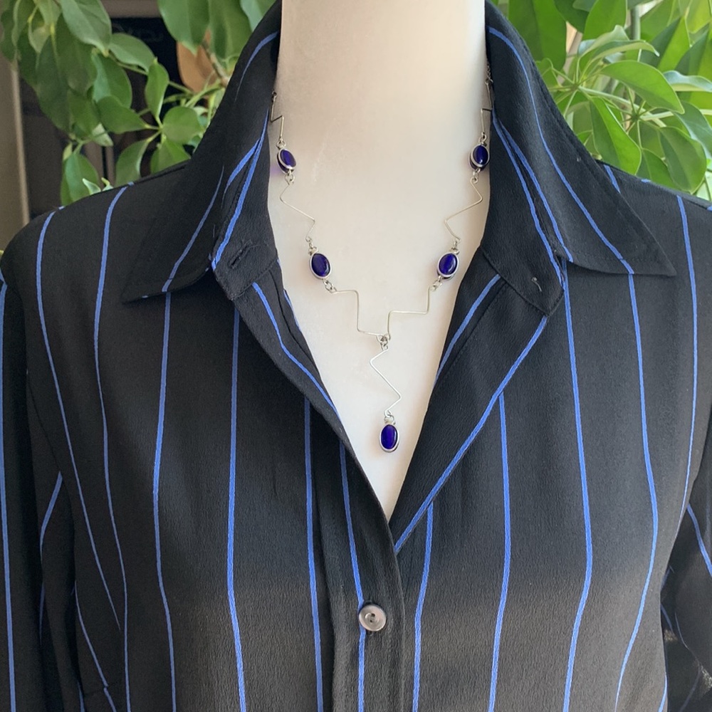 New York & Company Stretch Striped Top Sz L